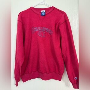 Vintage Champion Sweatshirt Crewneck Size Large Red Spell Out Made In Mexico